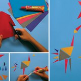 色紙を使って鳥を作る