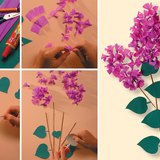 クレープ紙からライラックの花を作る
