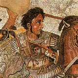Nagy Sándor ábrázolása egy mozaikon (Pompeji, Kr. e. 2. sz.)