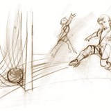 サッカーをしている少年　