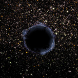 ブラックホールが入った球状クラスター（写真にデジタルで追加されています）