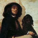 Courbet: Courbet fekete kutyával (1844, realizmus, részlet)