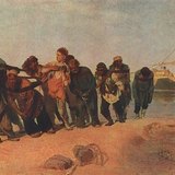 列宾：伏尔加河上的纤夫（1873年，现实主义）