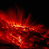 太陽の磁力線は、太陽黒点周辺の領域で見える