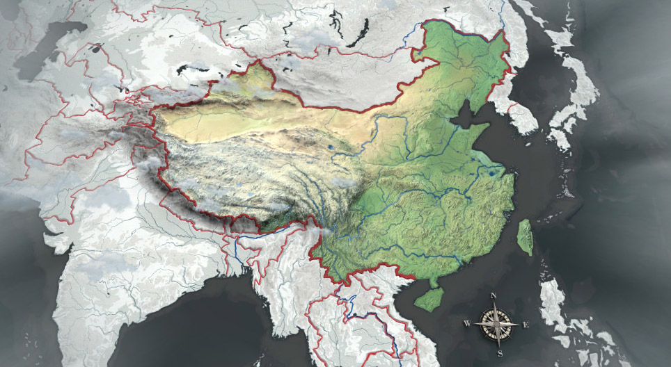 中国的地形图